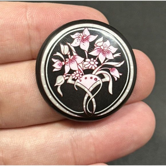 Signed Michaela Frey Round Flower Brooch Pin Bouquet Handmade in Austria 1.25 in - Picture 5 of 6